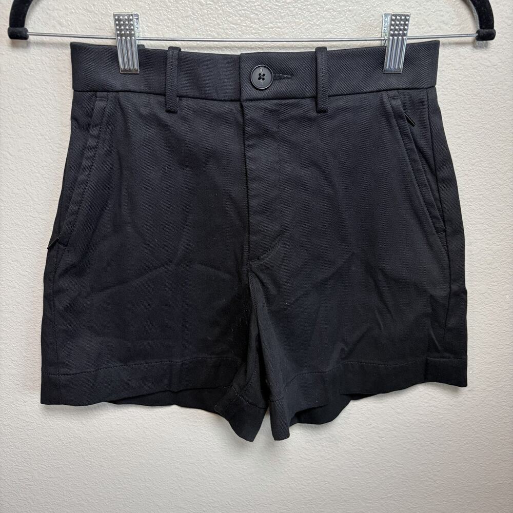 SPANX Shorts 4" Inseam Cotton Blend Black XS High Waist Casual Button Zip
